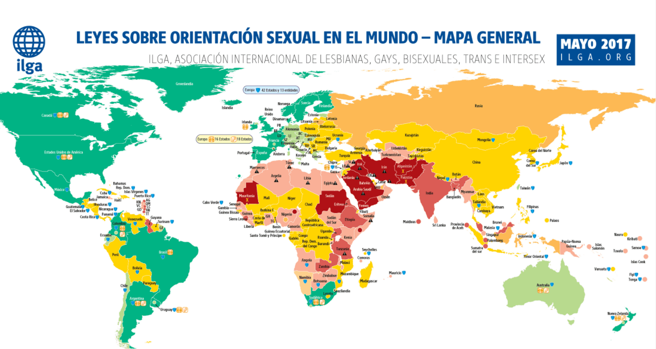 Este mapa muestra cuáles son los países en donde la homosexualidad se castiga con la muerte