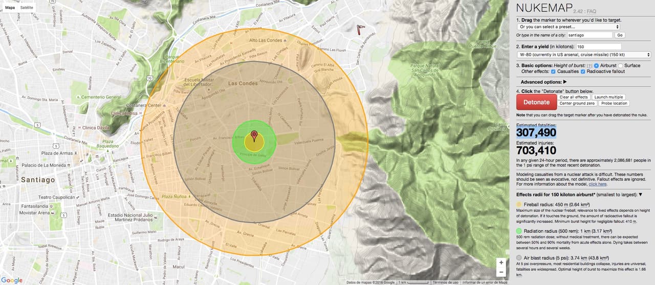 Esta bizarra herramienta interactiva te muestra qué pasaría si una bomba nuclear estalla sobre tu ciudad