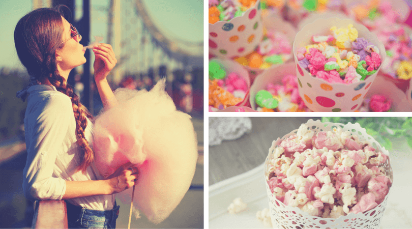 Esta combinación de algodón de azúcar con palomitas es hermosa y deliciosa