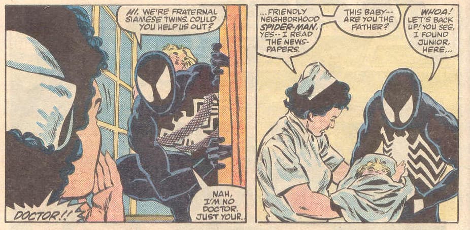 Spider-Man entrega el bebé en el hospital