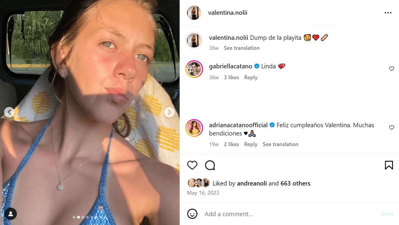 Adriana Cataño deseó feliz cumpleaños a Valentina Noli.
