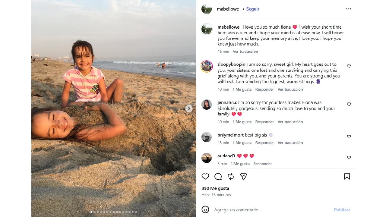 Así despidió Mabel Lowe a su hermana Fiona.