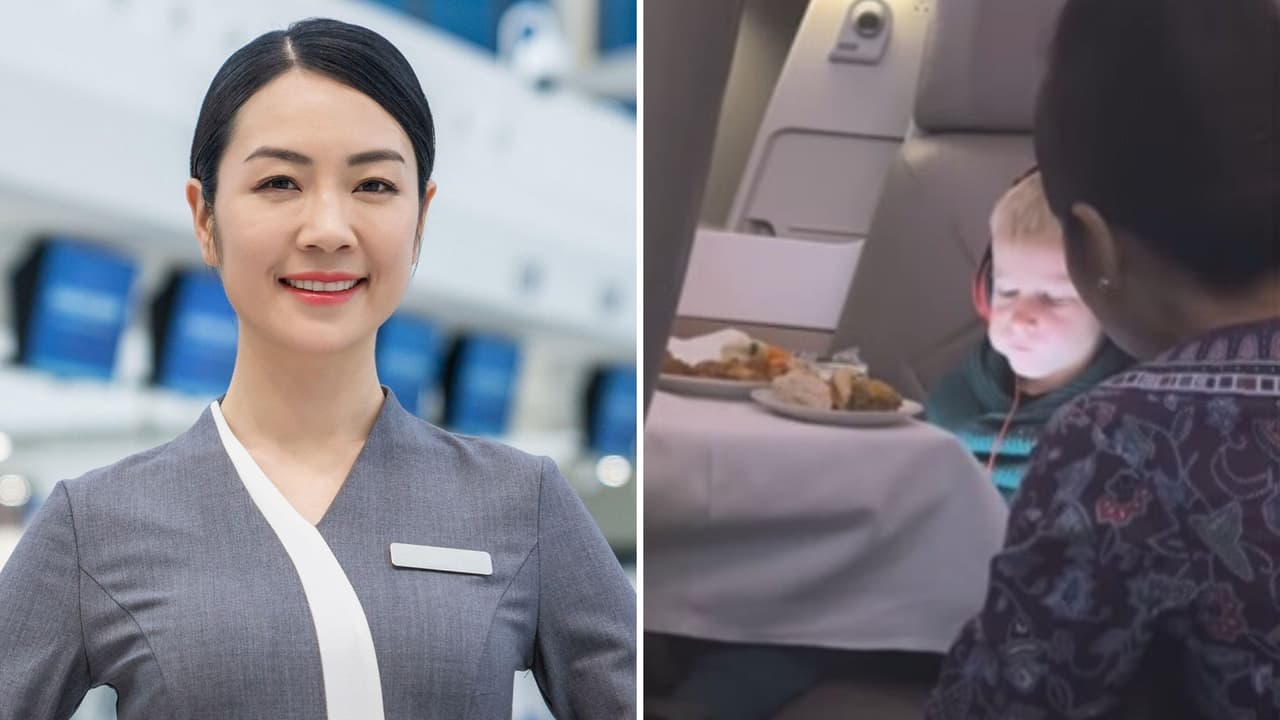 Azafata da de comer en la boca a niño de 5 años y critican al padre por permitirlo: "no es su niñera"