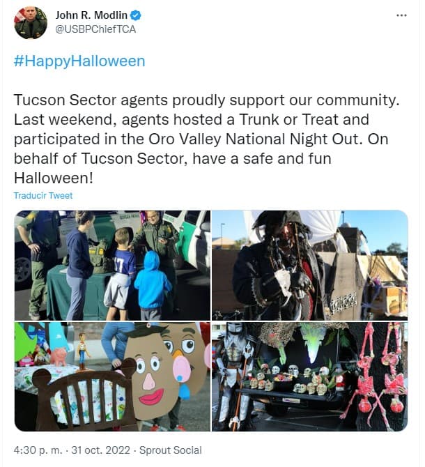 Así lo informó a través de un tuit John Modlin, jefe de la Patrulla Fronteriza del sector Tucson.