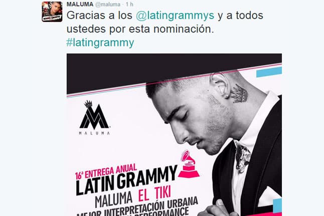 Malumase llevó una nominación gracias a su éxito 'El Tiki'.