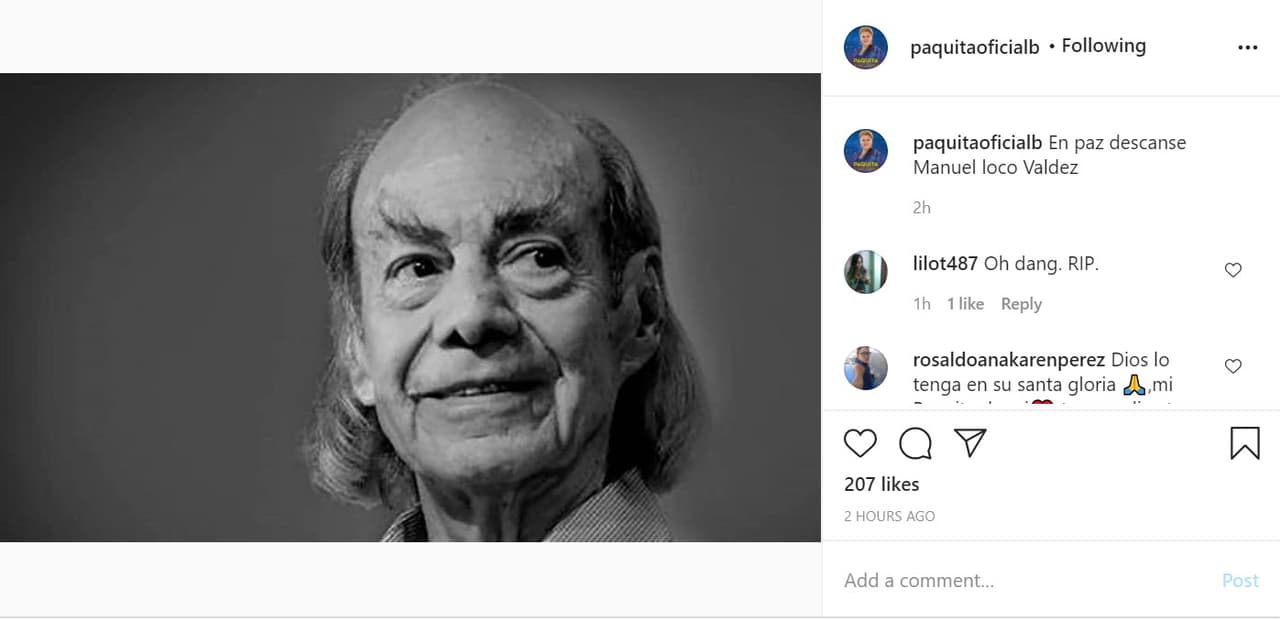 Paquita La del Barrio también expresó el pésame: "En paz descanse".