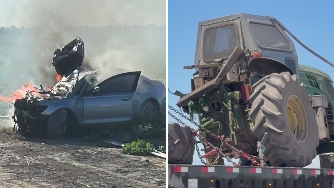 “No pudimos hacer nada”: Una persona muerta y otra herida luego de un choque con un tractor que dejó un auto en llamas