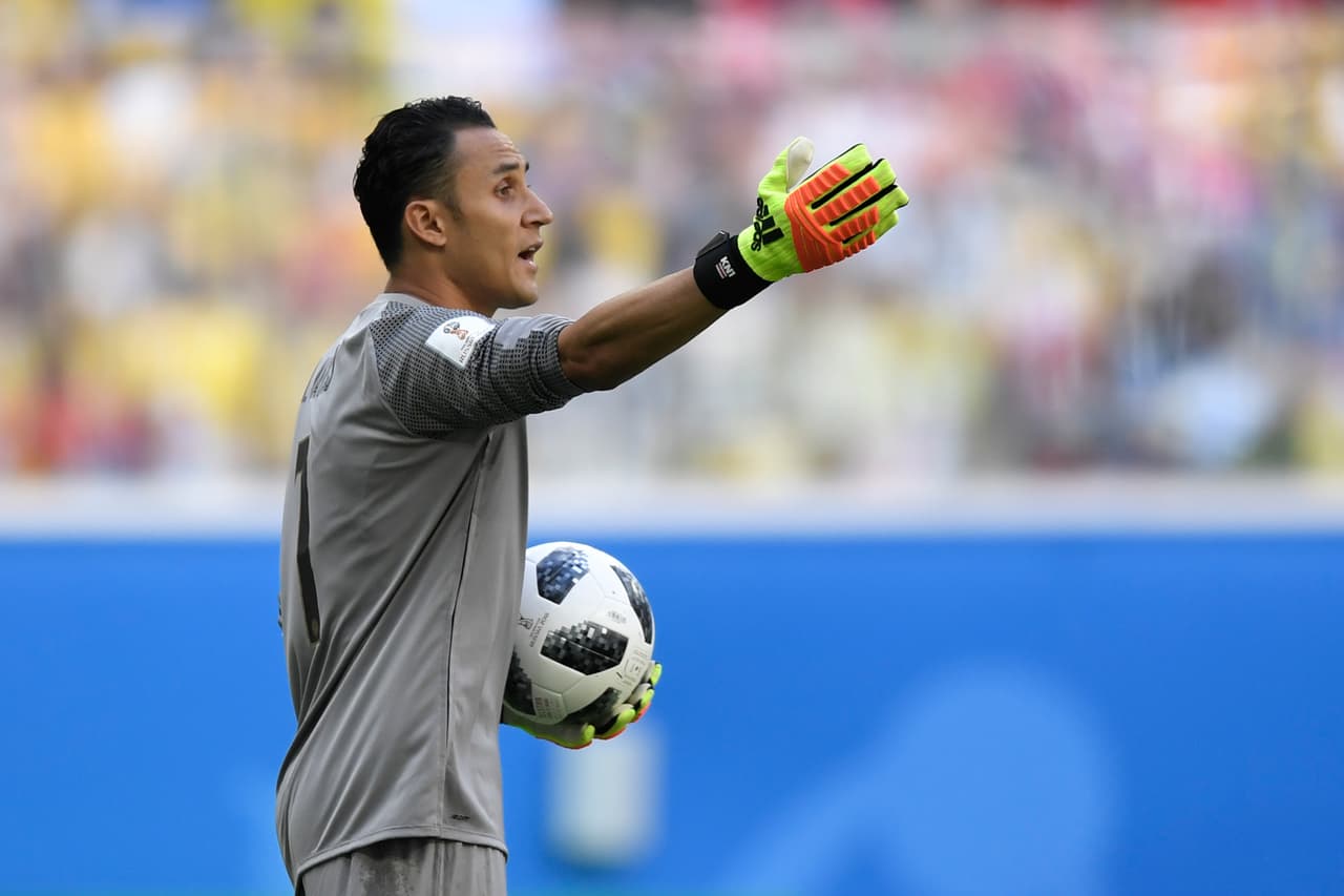 Costa Rica's goalkeeper Keylor Navas gestures during the Russia 2018 World Cup Group E football match between Brazil and Costa Rica at the Saint Petersburg Stadium in Saint Petersburg on June 22, 2018. (Photo by GABRIEL BOUYS / AFP) / RESTRICTED TO EDITORIAL USE - NO MOBILE PUSH ALERTS/DOWNLOADS (Photo credit should read GABRIEL BOUYS/AFP/Getty Images)
