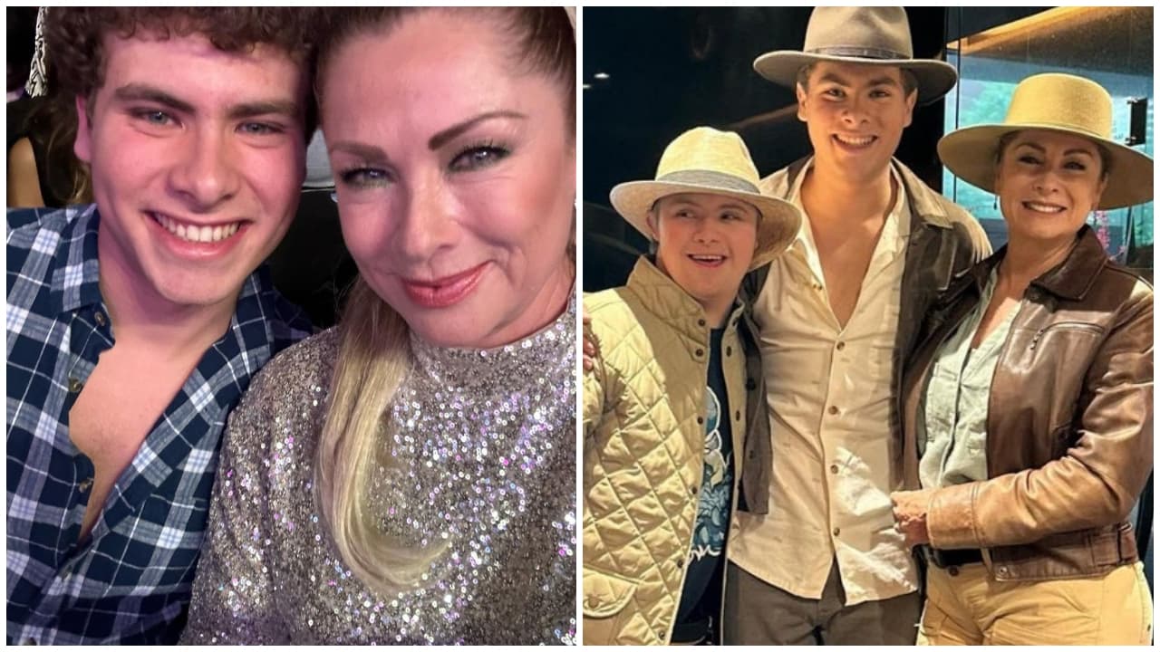 Lety Calderón y sus hijos Carlo y Luciano.