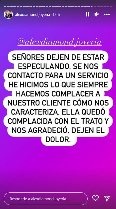 La joyería que envió los regalos que recibió Yailin La Más Viral reaccionó a la polémica.