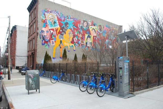 Una estación de bicicletas de Citi Bike en Brooklyn.