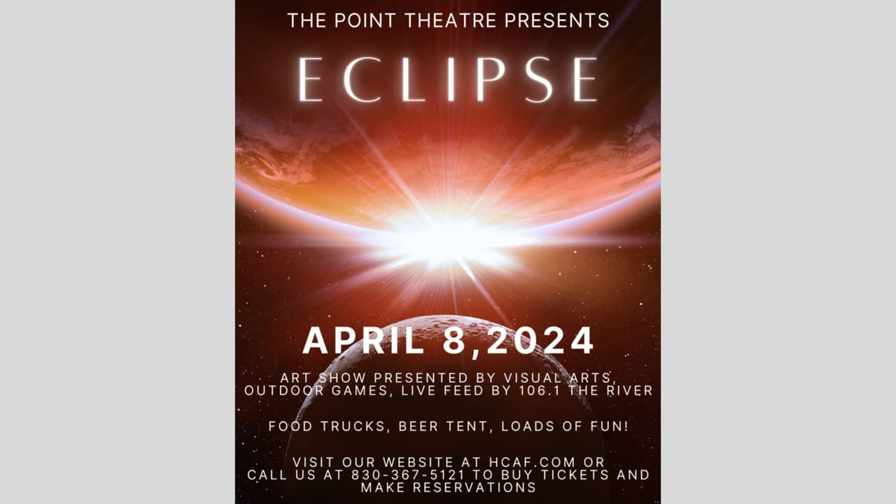 <h3 class="cms-H3-H3">8 de abril</h3>
<br>
<br>
<b>Hill Country Arts Foundation: visualización del eclipse solar total</b>
<br>
<br>Este evento planea tener food trucks, una carpa con venta de cerveza y baños públicos, además de muchos juegos para los niños