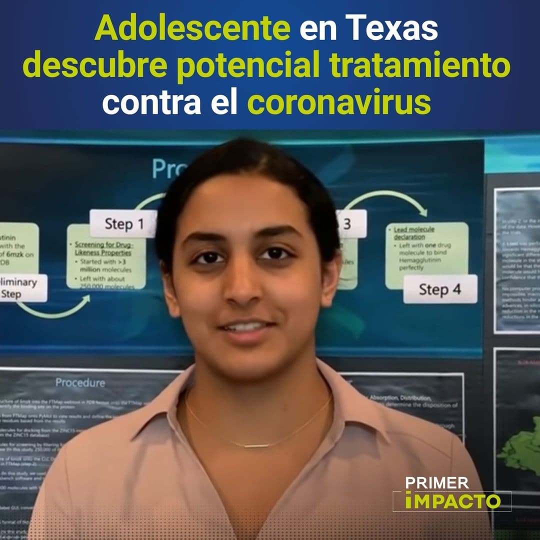 Anika Chebrolu, estudiante de 14 años en Texas, descubrió una molécula para cubrir los picos del SARS-CoV-2 y se ganó el premio 3M Young Scientist Challenge.