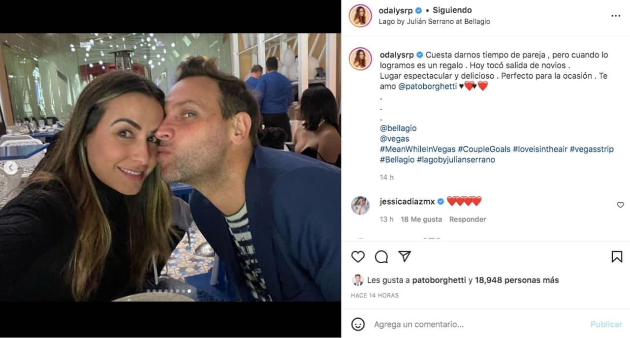 Post de Odalys Ramírez de la cena romántica con Patricio Boghetti en Las Vegas