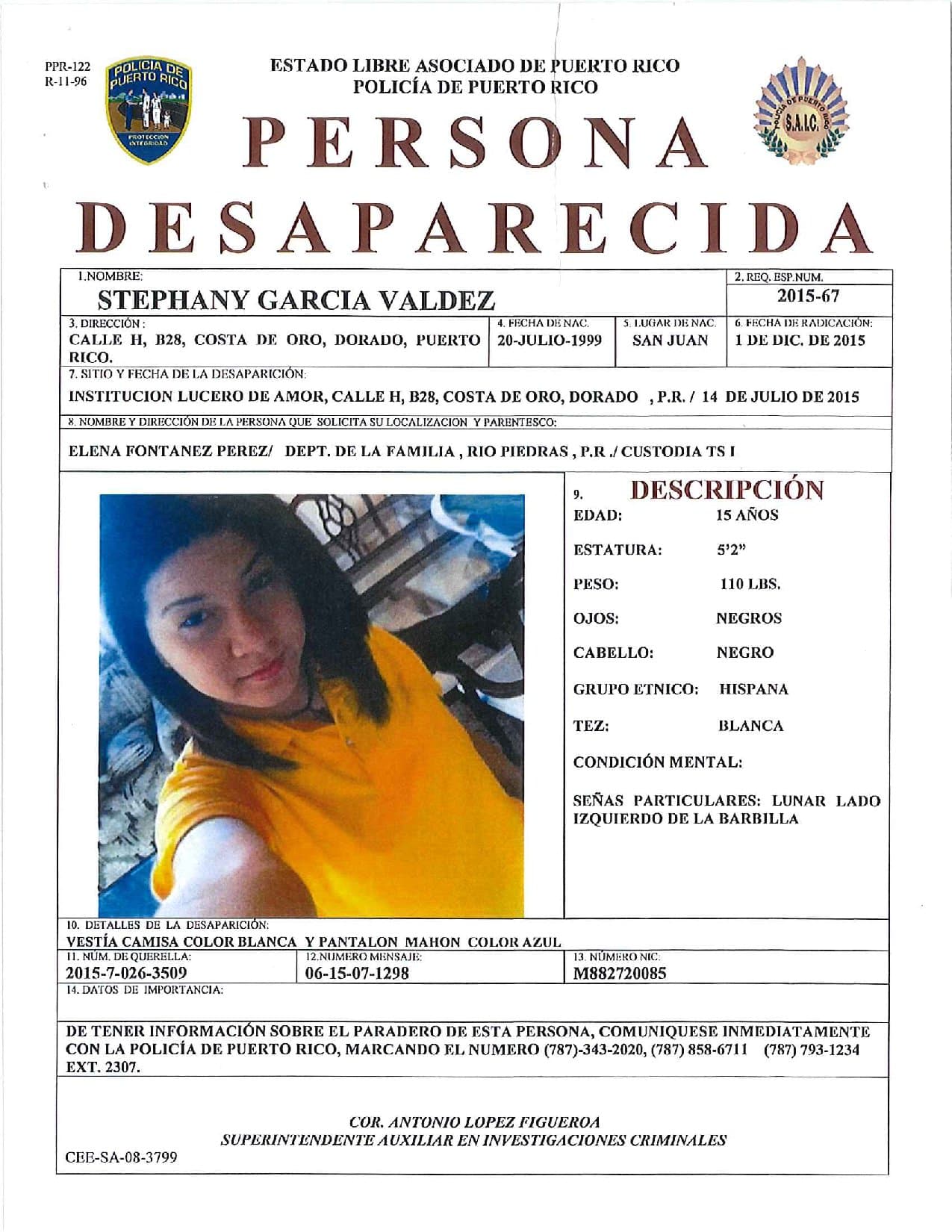Persona desaparecida: Stephany García Valdez