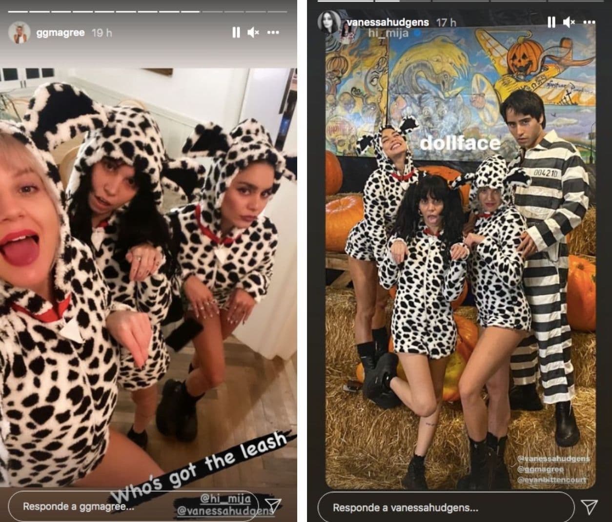 Además de su disfraz de marinera, que igual podría pasar como una versión moderna de Merlina de 'Los locos Addams', Vanessa Hudgens y sus amigas se disfrazaron de dálmatas el pasado martes 26 de octubre de 2021.