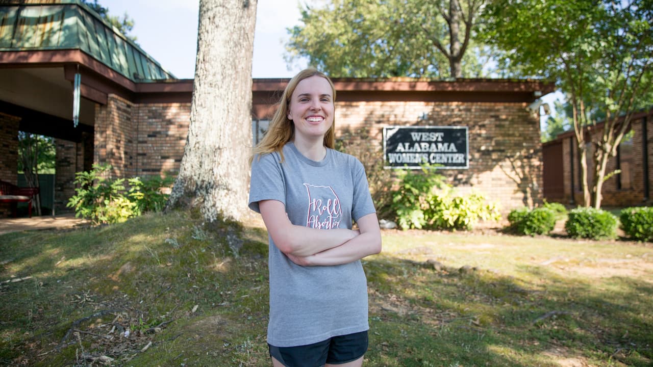 Helmi Helkin, leader of the escort group at the West Alabama Clinic, the only clinic in Tuscaloosa and one of three in the state.