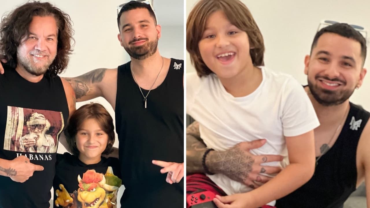 Osamu Menéndez y sus hijos Oliver y Mauro.