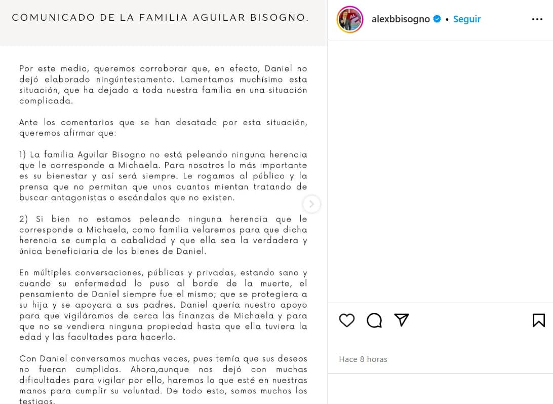 Alex, hermano de Daniel Bisogno, destapó los problemas que atraviesan por su herencia.