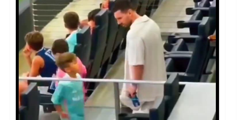 Hijo de Luis Suárez ignora Lionel Messi, su mamá lo regaña y lo manda a saludarlo