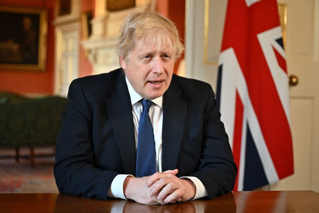 El primer ministro británico Boris Johnson durante su intervención televisiva este jueves a la nación.