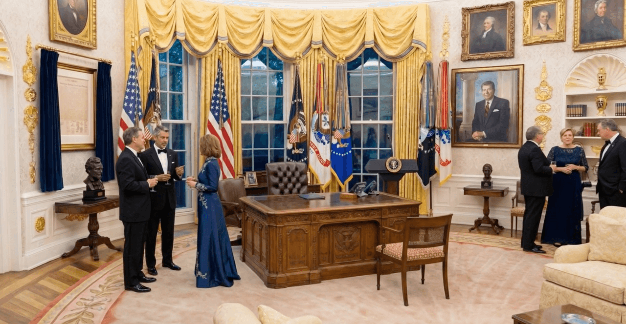 Tendría, según las imágenes, una réplica de la oficina Oval.