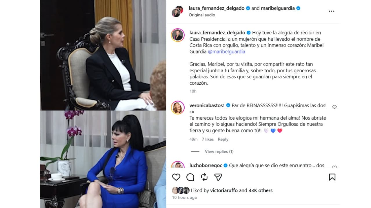 Maribel Guardia y la presidenta de Costa Rica Laura Fernández Delgado.