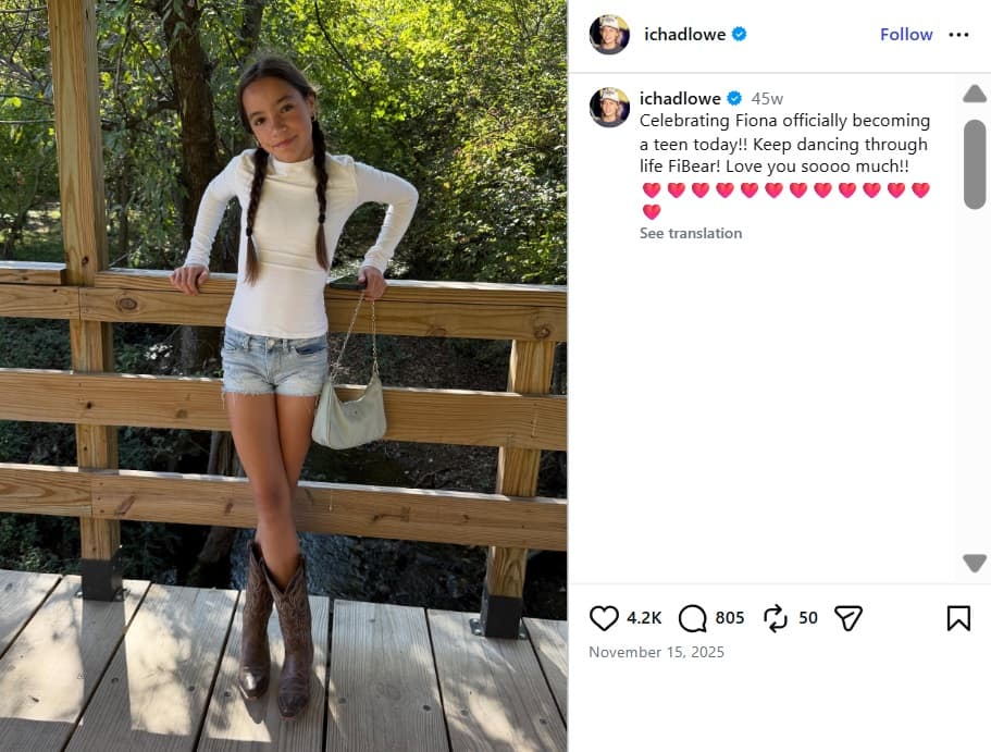 Chad Lowe dedicó un amoroso mensaje a su hija Fiona en su cumpleaños 13.