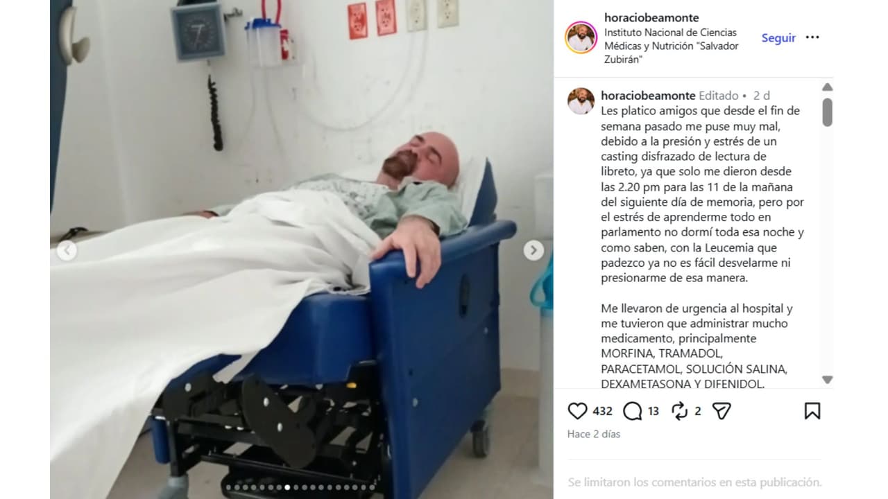 Horacio Beamonte fue hospitalizado debido a una crisis de salud.