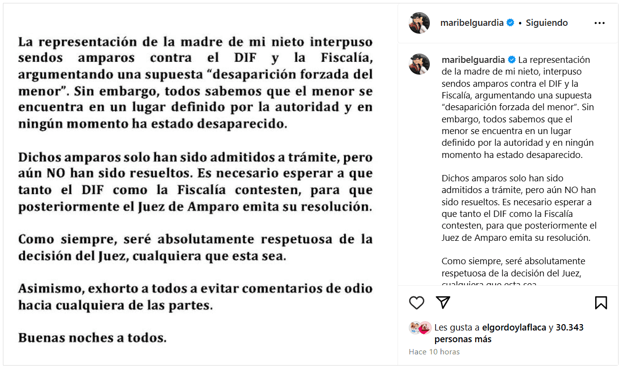 Maribel Guardia respondió tras las acusaciones de su exnuera, Imelda Garza-Tuñón.