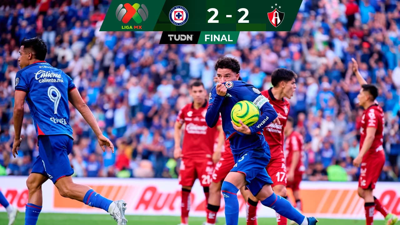 ¡Partidazo! Cruz Azul se repone de dos goles y empata ante Atlas