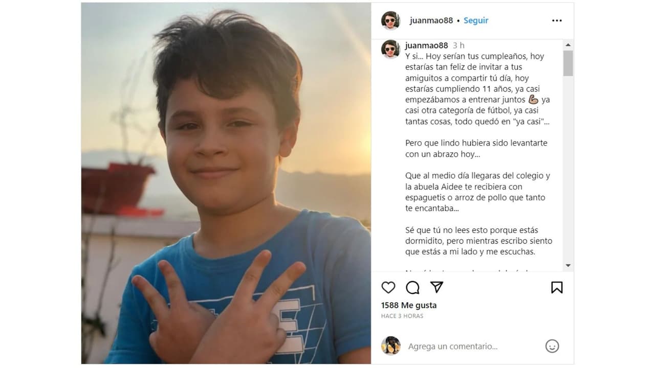 Juan Mao dedica mensaje a su fallecido hijo en el que hubiera sido su cumpleaños.