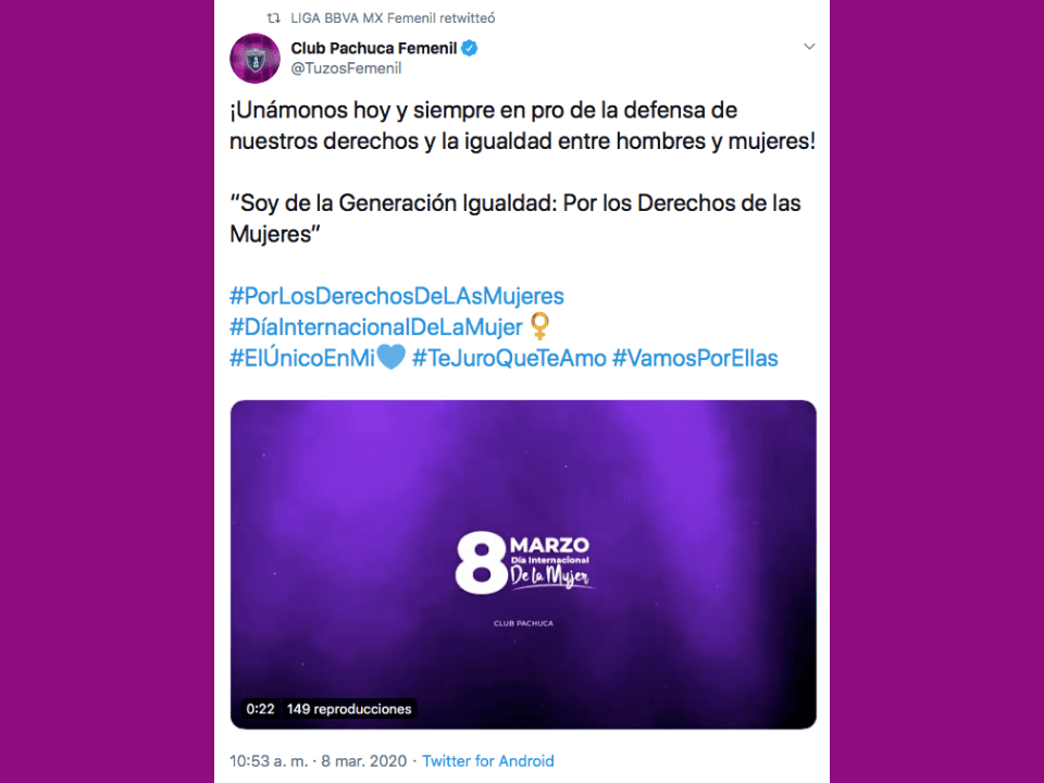 Hoy se conmemora la lucha de la mujer por sus derechos, para eliminar la violencia de género y generar más igualdad en cuanto a derechos y a salarios, para tener más autonomía y más liderazgo feminista. El deporte es una plataforma que impulsa al género femenino e incrementa su lucha para conseguirlo.