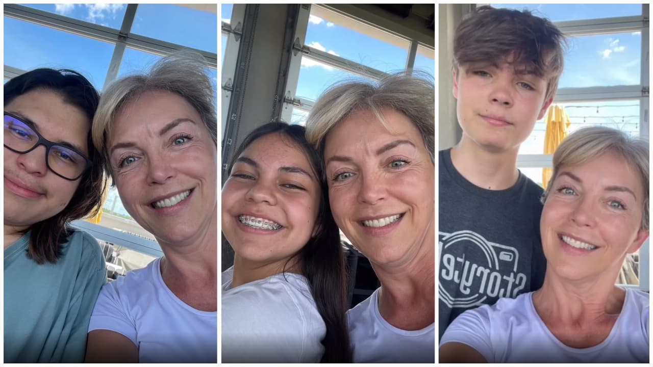 Laura Flores y sus hijos Alejandro, Ana Sofía y Patricio.