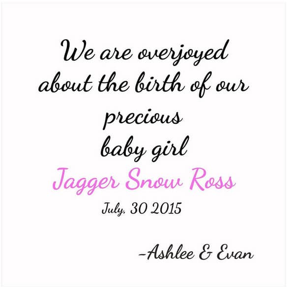 Con este mensaje anunciaron su nacimiento hace un par de meses.