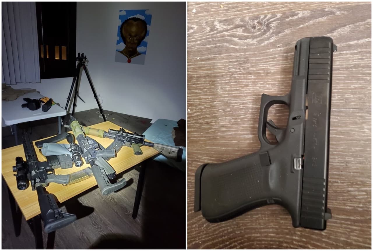 Se recuperaron múltiples armas de fuego y una gran cantidad de municiones dentro del apartamento del quinto piso donde el sospechoso fue encontrado muerto.