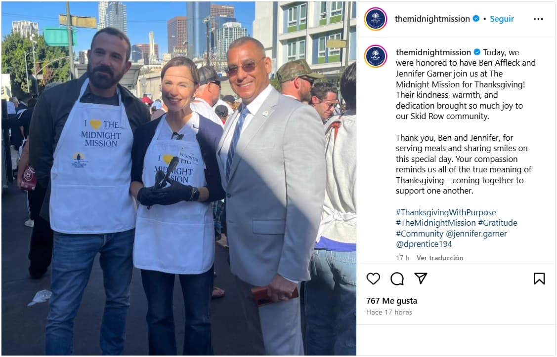 Ben Affleck y Jennifer Garner se unieron en Thanksgiving.