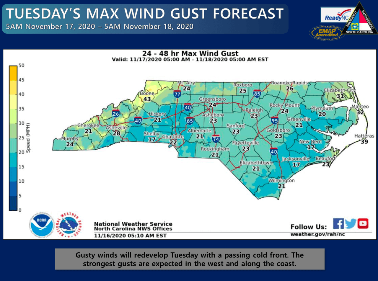 El paso de un frente frío permitirá la formación de vientos dañinos entre el lunes y el martes de esta semana.