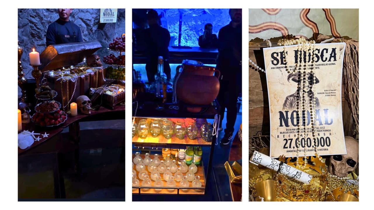 Imágenes de la fiesta temática de Nodal al estilo 'Piratas del Caribe'.