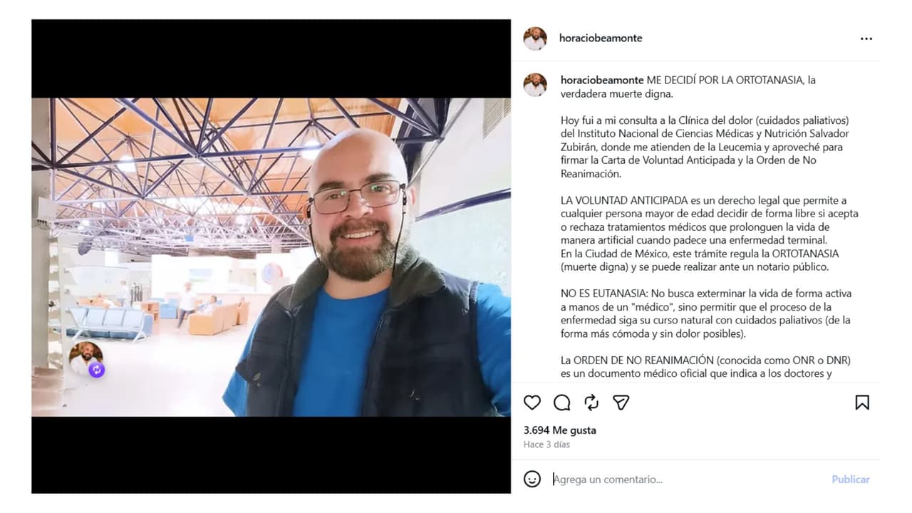 El actor Horacio Beamonte solicitó tener "una muerte digna" tras ser diagnosticado con cáncer.