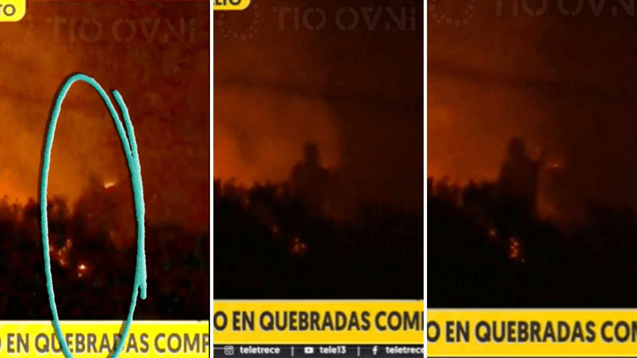 "Extraña sombra" es captada en video durante los incendios de Chile.