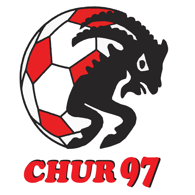 <b>Chur 90 (Suiza) - </b>un balón convertido en una cabra venida a menos. Parece más una ilustración de un cuento de terror que un escudo de fútbol.