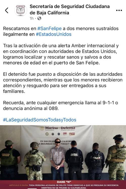La Secretaría de Seguridad Ciudadana de Baja California informó del arresto de Dane Stephen Richman.