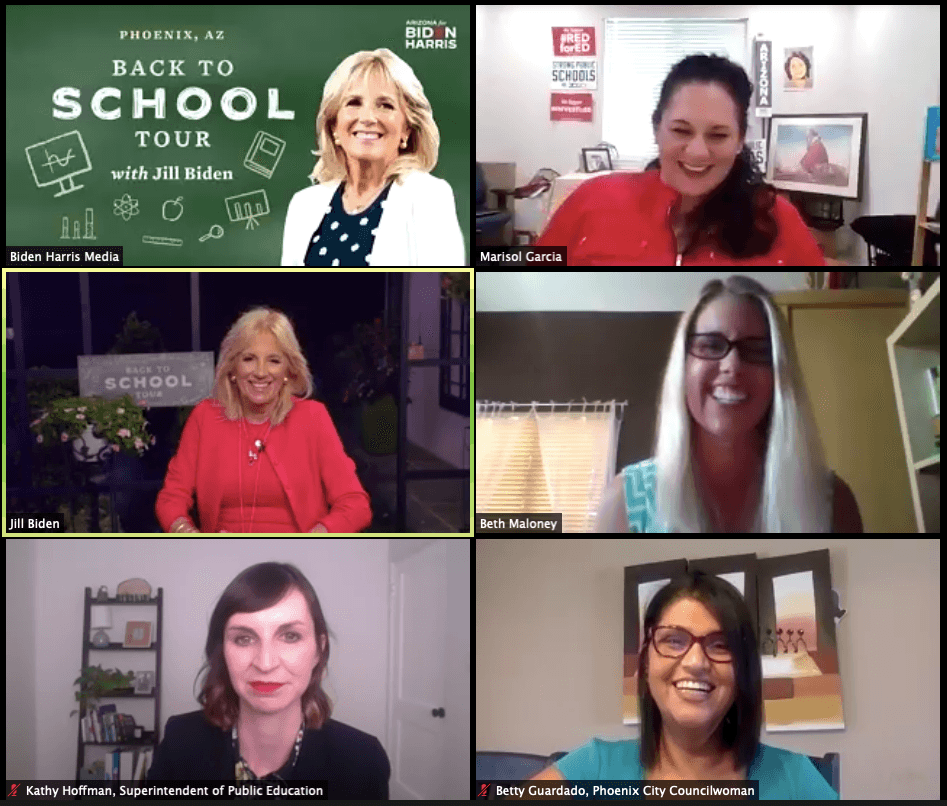 “La enseñanza es mucho más que un trabajo": Jill Biden se reúne con familias y líderes escolares de Arizona