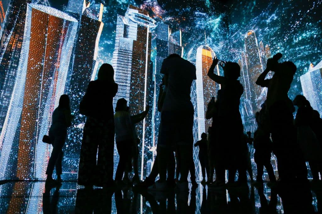 Los imponentes rascacielos que ahora forman parte del panorama de Doha, la capital de Qatar, también fueron proyectados con orgullo en el museo Qatar Elements.