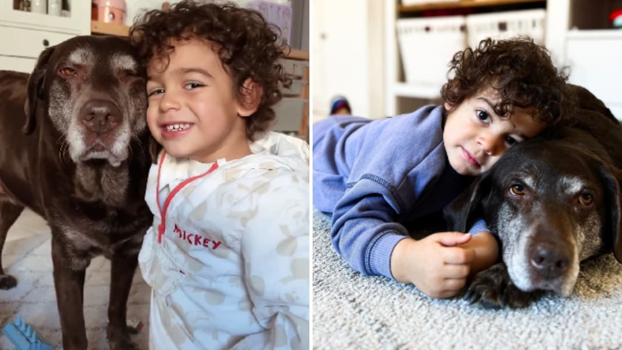 Tristán junto a su perro Milka