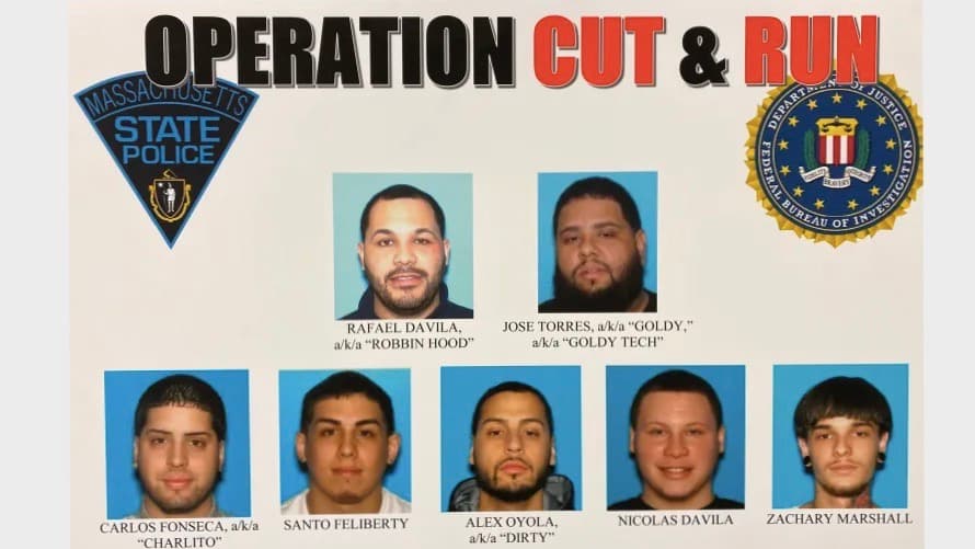 Acusados en la Operación Cut and Run del FBI y la Policía Esatal de Massachusets por el robo de casi 500 convertidores catalíticos y otros delitos.