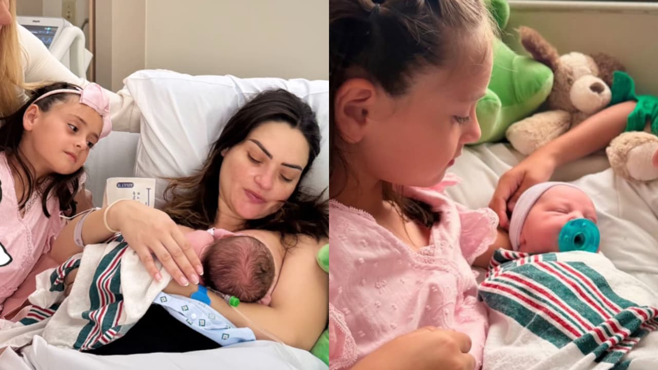 Así fue el encuentro entre Megan, la hija de Michelle Galván, y su hermanito Alexander tras llegar al mundo.