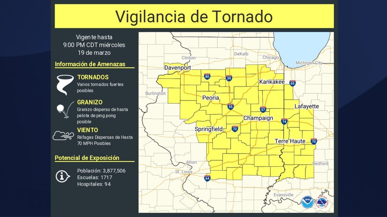Servicio Meteorológico Nacional emite vigilancia de tornado en Chicago e Indiana: granizo y vientos de 70 millas por hora en camino