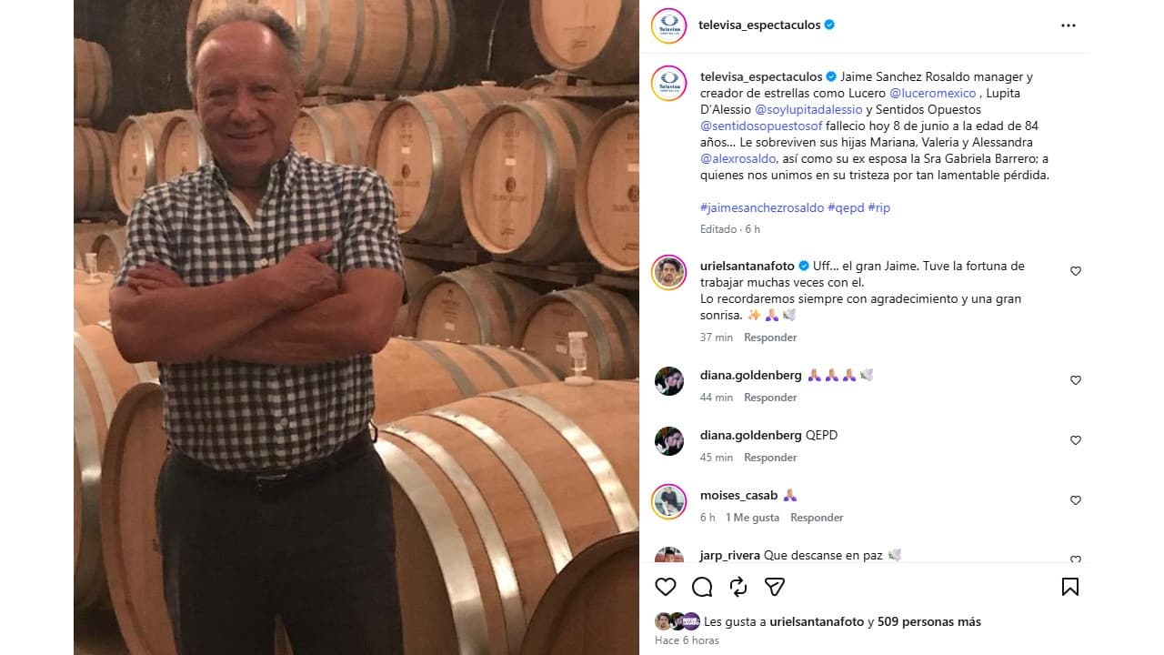 Muere padre de Alessandra Rosaldo.